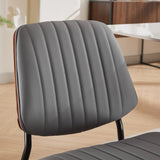 A&A Furniture, Dining Chairs Set of 2 Mid Century Modern Retro Faux Leather Chair with Walnut W1143P191787