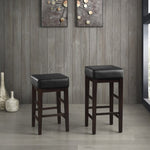 ZUN Transitional Black Faux Leather Seat 24-inch Counter Height Stools Set of 2, Espresso Finish Solid B011P231742