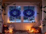 2 Pack 24in Black Pre-Lit Christmas Wreath, 179 Branch Tips, 35 Purple LED Lights, IP44 Timer, 09515485