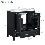 ZUN 30" Black Bathroom Vanity Single Sink, Combo Cabinet Undermount Sink, Bathroom Storage Cabinet WF324043AAB