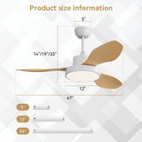 47 Inch Ceiling Fan with 22W LED Light and Remote Control 6 Speeds Reversible DC Motor White for W934P288500