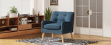Mid-Century Modern Armchair - Tufted Fabric Accent Chair with Solid Wood Legs for Living Room, N767P257565E