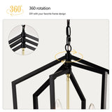 8-Light Lantern Tired Farmhouse Ceiling Hanging Light Black Chandelier Metal Modern Pendant Light W1592P209881