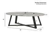 Modern Harmony Wood Oval Coffee Table, Faux Concrete Gray T2574P510866