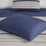 7 PC Pieced Faux Suede Comforter Set Blue Cal King B03596838