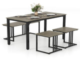 4-Piece Dining Table Set with Bench & 2 Stools, Space-Saving Nested Design, Oak 49005212