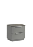 Elara Nightstand Two-Tone High-Gloss Marble & Lacquer Finish with Red Velvet-Lined Drawers and G150108692