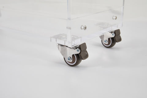 ZUN Acrylic Rolling Side Table - 3 Tiers End Table with Lockable Wheels - Small Clear Table for Living 96850906