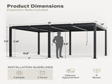 12' x 16'Pergola Modern Style with Adjustable Louvers for Outdoor Roof, Garden, Easy Assembly, 68814330