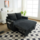 53-inch cushioned recliner sofa bed with USB charging function, pull-out sofa, fabric is corduroy W2564P335437