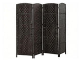 4 Panel Room Divider 70.9 Inch Tall Privacy Screen Portable Weave Partition Wall for Bedroom Coffee 97235100