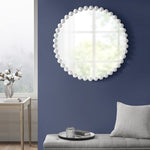 ZUN Beaded Round Wall Mirror 36"D B03599373