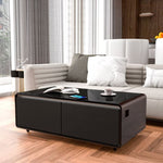 ZUN Modern Smart Coffee Table with Built-in Fridge, Bluetooth Speaker, Wireless Charging Module, Touch W1172137767