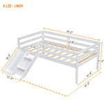 ZUN Twin Low Loft Bed with Slide, Ladder, Safety Guardrails, No Box Spring Needed,White 66011923