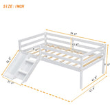 ZUN Twin Low Loft Bed with Slide, Ladder, Safety Guardrails, No Box Spring Needed,White 66011923