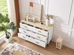 ZUN 6 Drawer Dresser for Bedroom with Deep Drawers, Wood & Chest of Drawers, Modern White Long W1820P152744