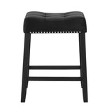 ZUN 2pc Black Saddle 27" Counter Stool Modern Style Kitchen Bar Black Velvet Finish Upholstered Seat B011P243643