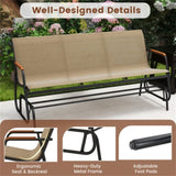 3-person terrace gliding chair with curved teak wood armrests, suitable for porch use 42054072