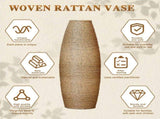 3-Piece Handcrafted PVC Floor Vase Set, 19.69" 23.2" 27.56" Tall, Natural Rattan-Like Textured beige W2796P446214