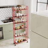 Red 6-Tier Rolling Cart Gap Kitchen Slim Slide Out Storage Tower Rack with Wheels,6 W2167P195981