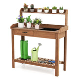 Outdoor wooden garden table with drawers 48243823