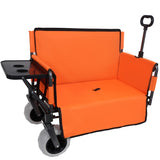 3-in-1 Folding Wagon with Bench Seat & Rear-Mounted Folding Tabletop 500lbs Capacity, 9"x4" Beach W2932P320637