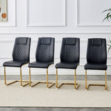 ZUN Modern dining chairs with faux leather padded seats, dining room gold metal leg upholstered W1151107096