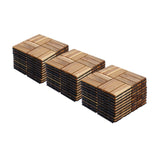 30 PCS Interlocking Deck Tiles Checker Pattern, 12" x 12" Square Yellow Acacia Hardwood Outdoor W2391P288867