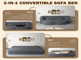 Modern Floor Sofa with 2 Pillows,Convertible Teddy Fabric Foam-Filled Sleeper Sofa Bed,15" Twin Size 29137002