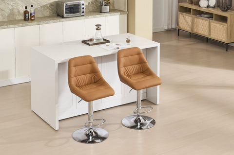 ZUN Set of 2 Bar Stools,with Chrome Footrest and Base Swivel Height Adjustable Mechanical Lifting Custom W1249P243519