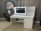 Vanity Desk with Mirror & Light, Large Drawer Three Level Storage Dresser, 3 Lighting Modes W2386P233036