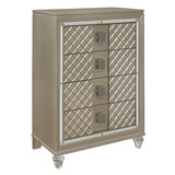 ZUN Glamorous Champagne Finish 1pc Chest of 4 Drawers Acrylic Feet Luxury Bedroom Furniture Beveled B011P172674