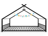 Full Size Metal House Bed Frame, Montessori Floor Bed with Safety Side Guard Rails, No Box Spring 45516107