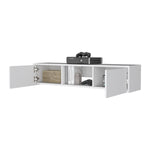 ZUN Tabor Floating TV Stand, Wall Unit with 2 Doors and Open Shelf B200P176182