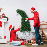 6 FT Santa Hat Style Pre-lit Christmas Tree, Hinged Artificial Xmas Tree Pine Tree with 250 Warm 12914218