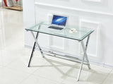 Glass Computer Desk, Transparent Tempered Glass Laptop Table with Rounded Edges Desks, Sofa Table W1718P303836