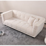 ZUN WKS13 Mid-century modern style: simple white sofa, small square design, velvet fabric texture W2085P173252