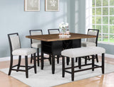 ZUN 1pc Farmhouse Counter Height Dining Rectangular Table w Storage Two Tone Black Brown Finish B011P208257