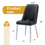 ZUN 2 modern dining chairs, smooth PU leather backrest and silver-toned metal legs for a comfortable W1151P183328