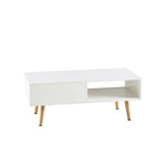 ZUN 41.34" Rattan Coffee table, sliding door for storage, solid wood legs, Modern table for living room 46749132