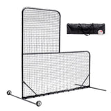 L-Shaped Baseball Net for Batting Cages, Baseball Pitching Net with Wheels - 84''H x 84''W, with W1422P272581