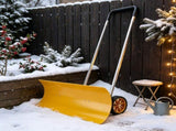 Snow Pusher with Wheels 37 Inch Extra Wide Snow Shovel Ergonomic Adjustable Handle Yellow 55365095