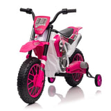 ZUN 12V Kids Ride on Toy Motorcycle, Electric Motor Toy Bike with Training Wheels for Kids 3-6, Rose Red W2181P164393