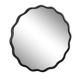 Solid Wood Wavy Mirror-Black Mirror Wall Decor 31" x 31" Modern Mirror Wall Decor for Bathroom, W1445P189599