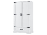 Tall Bathroom Storage Cabinet, Cabinet with Two Doors and One Drawer, Adjustable Shelf, MDF Board, 54458299