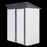 ZUN XWT016 Garden Metal Storage Lifter Shed Gray White 5x3x6ft outdoor storing tools Rainproof Hinge W1711P154710