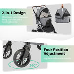 ZUN Pet Stroller 3 in 1, Folding Lightweight Dog Stroller with Detachable Carrier & Storage Basket, 4 99473403