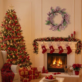 Christmas Pinecone Wreath 18x18x4.5" Timeless Red Frosted Wall Wall Hanging Berry Ring Holiday Door 39503145