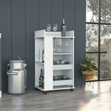 Baltimore Bar Cart with Casters, Glass Door and 2-Side Shelf B070P188861