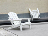 Folding Adirondack Chair with Dual Cup Holder - Composite Adirondack Chair with Wood Texture- White 20269629